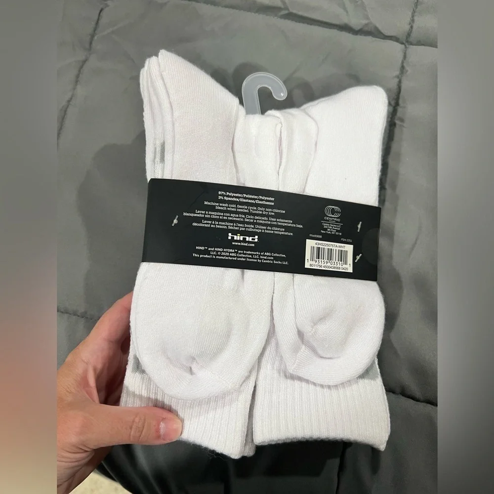 New NIP NWT mens HIND long tall white socks shoe sz 6-7-8-9-10-11-12